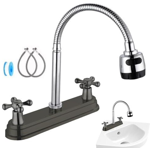 Robinet d'évier de cuisine pour camping-car – Robinet d'évier de cuisine flexible avec pulvérisation rotative à 360 degrés, robinet d'évier de vanité, robinet d'évier de cuisine, robinet d'évier de sa