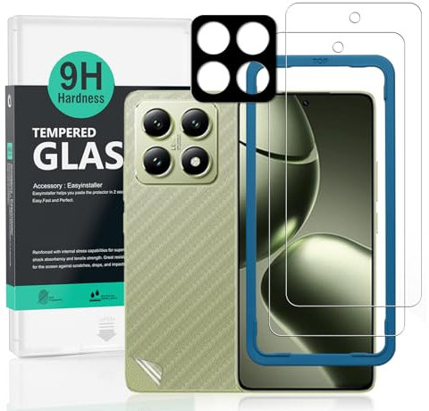 Ibywind 2 Pièces Verre Trempé pour Xiaomi 14T 5G 6,67,9H Dureté Protection écran,avec 1 Pièce Protection Caméra,1 Pièce Film Arrière,Facile à Installer