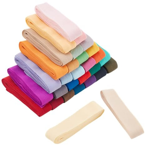 PH PandaHall 30 Farben Elastisches Bias-Band, Einfach gefaltetes Bindeband 20mm Stretch Nähen Stoff DIY Kleidungsstück Zubehör zum Nähen, Quilten, Säumen, Säumen, Paspeln, Basteln, 55m