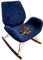 Moderner Schaukelstuhl aus Massivholz für Erwachsene, nordischer Stil, faule Liege für Balkon, Haus oder Terrasse, bequemer und stilvoller Schaukelstuhl, Sofa, 93 x 77 x 80 cm, Blau
