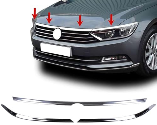 INLY 3 Tlg Scheinwerfer Kühler Grill Blende Set Edelstahl Chrom kompatibel mit Passat B8 (ab 2014)