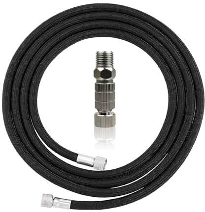 SRJQXH 3 Meter Airbrush Schlauch, Schwarz Kompressor Airbrush Luftschlauch mit Standard G1/8 Größe Armaturen an Beiden Enden, mit G1/8 Schnellanschlüssen