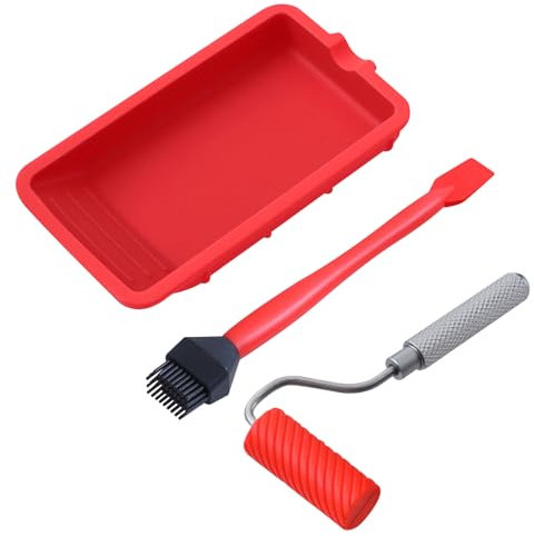 GOEDCH Rouleau de Colle à Bois: Rouleau de Colle Réutilisable, Pinceau à Colle avec Bac à Peinture en Silicone, Ensemble Applicateur de Colle pour L 'Artisanat, Le Travail du Bois, Application Rapide