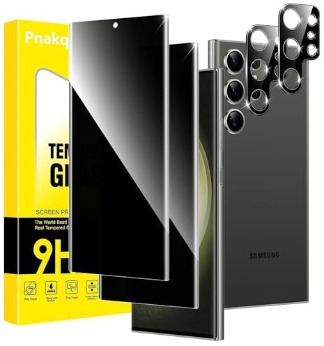 Pnakqil Verre Trempé Anti Espion pour Samsung Galaxy S23 Ultra 5G Protection Ecran avec Protecteur Objectif Camera,Vitre Trempe Privacy Film avec Angle de Confidentialité 28 Degrés,2+2 pièces