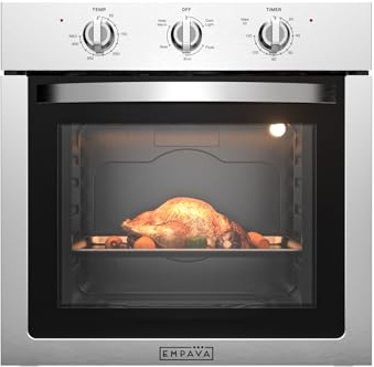 Empava Built-In Electric Single Wall Oven 24 inch, 2.5 Cu. ft. Capacity 4 Cooking Modes, Knob Control, 2950 Watts, Stainless Steel