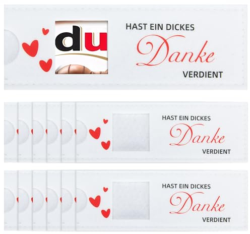 24 Stück Hülle Filz Dankeschön Geschenke für Schokolade Verpackung | Du hast ein dickes Danke verdient - Gäste Geschenkverpackung für Kollegen Lehrer Weihnacht Geburtstag Firmenfeiern (Weiß)