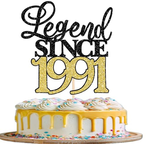1 Stück Tortendeko 35 Geburtstag 35. Geburtstag Kuchen Deko Legend Since 1991 Cake Topper Tortendeko Alles Gute zum 35 für Männer Frauen 35th Jahrestag Birthday Party Kuchen Dekorationen Schwarz Gold