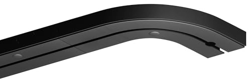 Bestlivings Gardinenschiene 120cm 1-läufig, Schwarz, mit 2 Rundbögen 13cm | Vorhangschienen-Set montagefertig, ruhiger Innenlauf, Stecksystem, vorgebohrte Montage, robuster Kunststoff - Made in EU