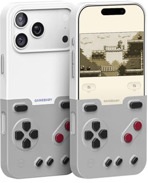 Bitmolab GAMEBABY für iPhone 17 Pro Max Hülle, Innovative Game Phone Case, Handyhülle iPhone 17 Pro Max für Retro Spiele,Grau