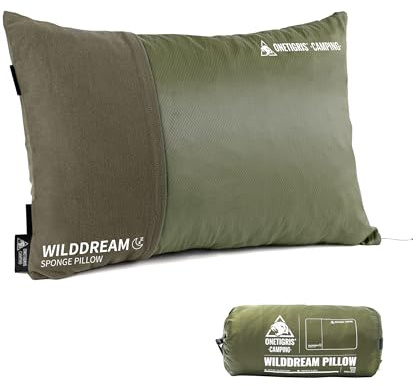 OneTigris WILDDREAM Outdoor Kissen, Reisekissen aus Memory Foam | Camping Kissen, Kopfkissen aus zerkleinertem Memory Schaum, komprimierbar für Rucksacktourismus, Auto und Outdoor