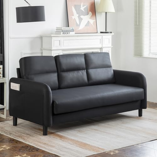 68 Loveseat Sofa, 3-Seater Sofa for Bedroom, Sofa Couch with Wooden Legs