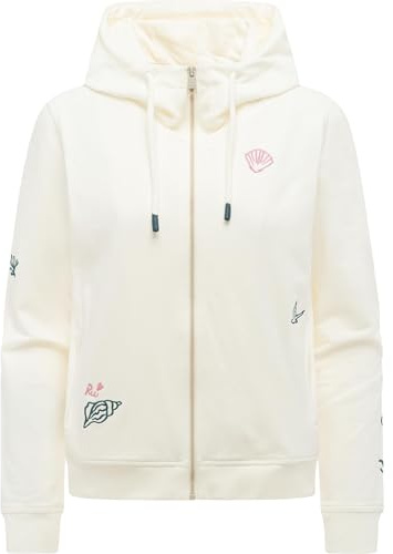 Ragwear Damen Kurze Sweatjacke Zipper mit Verstellbarer Kapuze und modischen Stickereien Parya Embro XS-XXL