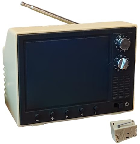 Mini TV de Juguete para casa de muñecas, TV Retro de 2, 4 Pulgadas con Pantalla HD de 720P, Almacenamiento de 8 GB y reproducción USB, Muebles y Accesorios en Miniatura a Escala 1:12, Amarillo