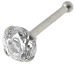 Monster Piercing - 9K Gold Weißgold | Nasenpiercing Nasenstecker Stud |Zirkonia Kristallstein | Steingröße: 1,5MM bis 3MM | Stabstärke: 22G (0,6 mm) | Stablänge: 6mm | Hypoallergen