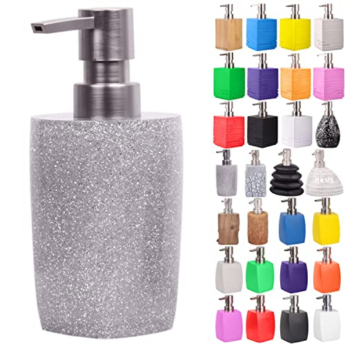 Seifenspender | viele schöne Seifenspender zur Auswahl | modernes, stylisches Design | Blickfang für jedes Badezimmer (Glitzer Silver)