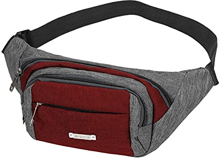 Betz Bauchtasche Gürteltasche Hüfttasche Bikertasche Reisen Wandern 2-farbig Lindau Farbe grau/rot