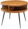 FineBuy Couchtisch Sheesham Massivholz/Metall 60x45x60 cm Tisch Wohnzimmer, Design Beistelltisch mit Ablage, Kleiner Wohnzimmertisch Rund Braun