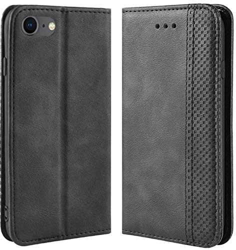 HualuBro Handyhülle für iPod Touch 7 Hülle, iPod Touch 6/5 Hülle, Retro Leder Stoßfest Klapphülle Schutzhülle LederHülle Flip Case Cover für Apple iPod Touch 7 Generation Tasche, Schwarz