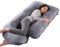 Coussin de Grossesse pour dormir, Coussin d'allaitement,Grand Coussin allaitement en forme de U de maternité avec Housse en Velours remplaçable et Lavable (Gris Foncé-Velours)