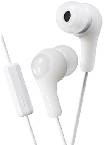 JVC Gumy Earbuds - in Ear Headphones (HA-FX7MWN), Powerful Sound, Comfortable and Secure Fit, Comes with S/M/L Silicone Ear Pieces, 3.3 ft Cord (White)