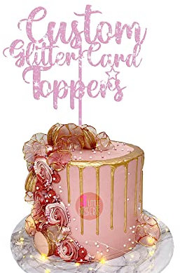 Custom Cake Topper, Personalised Toppers, Birthday, Bride, Wedding, Anniversary, | Gold | Pink | Rose Gold | Silver | Black Decorations (HOT PINK)