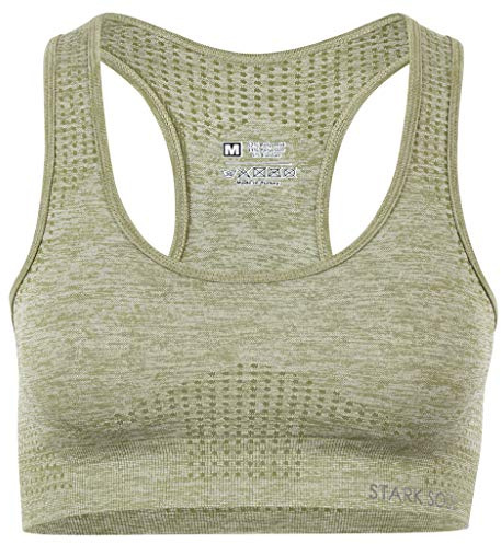 STARK SOUL Sport BH - herausnehmbare Cups, Medium Support | Grün-Melange, Größe S