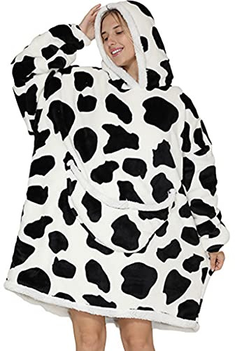 NLAND Felpa Coperta Donna Uomo con Cappuccio e Maniche | Felpa Plaid in Pile Morbida,Calda e Confortevole,Oversize,con Tasca Frontale,Taglia unica
