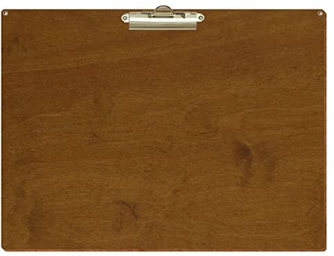 Bütic Holz Klemmbrett Standardform Teak für DIN A3 A4 A5 A6 mit 2 Ösen aus 3 mm starkem Birkensperrholz mit Klarlack versiegelt, Format:A3 quer, Klemme:Zahnklemme gold