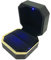 JZK Schwarze quadratische Samtringbox mit LED-Licht, Eheringetui mit LED-Licht, Schmuck-Präsentationsbox für Antrag, Verlobung, Hochzeit