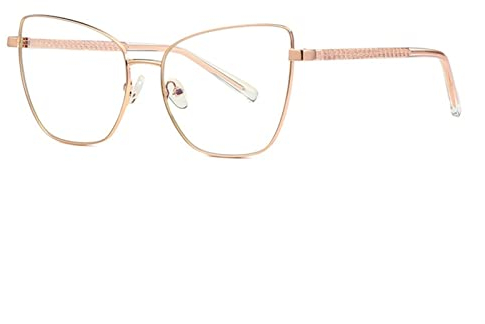 KDOQ Lesebrille mit schwarzem Rahmen, modische Vollrahmen-Cat-Eye-Brille mit großem Rahmen für Studenten, Anti-Blaulicht-Brille, fest, ohne Ihr Gesicht zu beschneiden (Color : Rose Gold