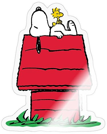 Spreadshirt Peanuts Snoopy Woodstock Und Die Hundehütte Sticker, max. 10 x 10 cm, 10 x 10 cm, Transparent glänzend