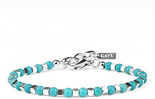 GAVU Unisex Geschenk Lässiges Armband aus Synthetischem Türkis und Edelstahlperlen