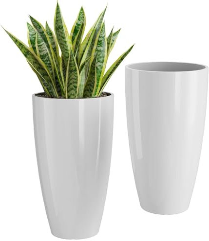 QCQHDU 53cm Tall Planters Set of 2, Large Blue Flower Pots L30 W30 H53cm, Indoor Outdoor Use