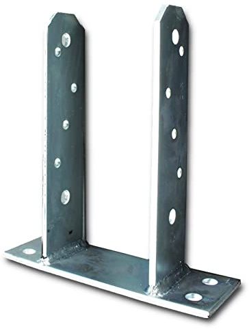 BRESKO U-Pfostenträger verzinkt Stützenfuß Pfostenschuh Pfostenanker Pfostenfuß Typ TT (121x200 mm)