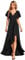 Ever-Pretty Robe de Soirée Femme Longue Col V Manches Courtes Fendue Asymétrique A Line Chic Bordeaux 48