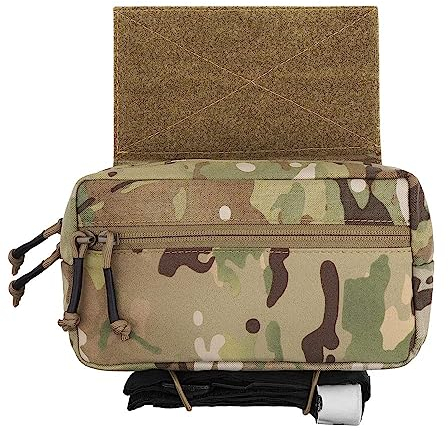 Tactical Drop Pouch Sub Abdominal Carrying Kit Bag Tactical Fanny Pack with Hook and Loop Panel for Tactical Vest Chest Rig