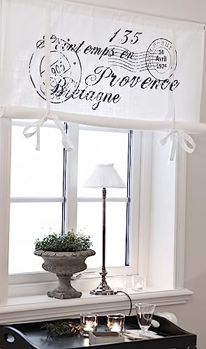 LillaBelle Raff Gardine Nice GRAU 140 x 100 cm BxL(H) Rollo Weiß Landhaus Vintage Shabby