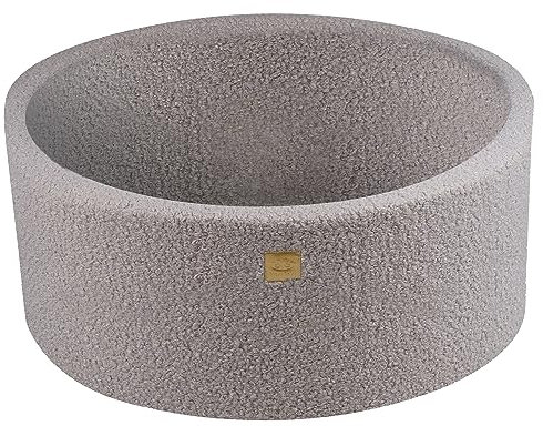MEOWBABY Piscine à Balle pour bébé en Bouclé – Piscine Ohne balles 90x40cm Douce – Piscine a Balle Enfant, Boucle, Grau