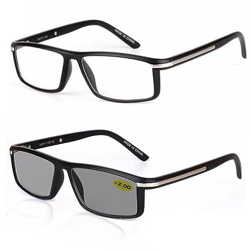 WINARA Photochrome Lesebrille, Herren Outdoor Sportbrille Autofahren Sonnenbrille, Anti UV400 Presbyopie Computerbrille +2.5 (Color : Black, Size : +2.50)