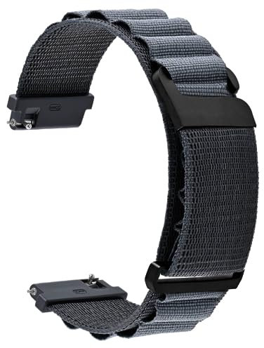 WOCCI 18mm Nylon Uhrenarmband, Verstellbares Sport Armband, Schnalle Schnalle (Grau)