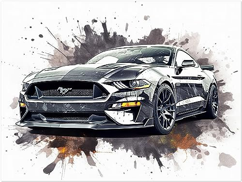 Generisch Auto Poster - Ford Mustang - Sportwagen Kunstdruck Illustration Wandbild P245N (30x40 cm)