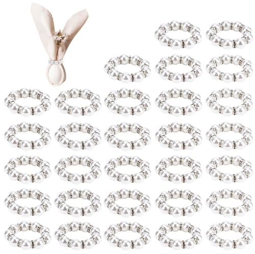 Anelli Tovagliolo Perla, 30PCS Anelli Tovagliolo Fibbie Serviette Anelli Allungato Strass Porta Tovagliolo, Fibbie Tovagliolo Decorazione Della Tavola per Cena Matrimonio Banchetto