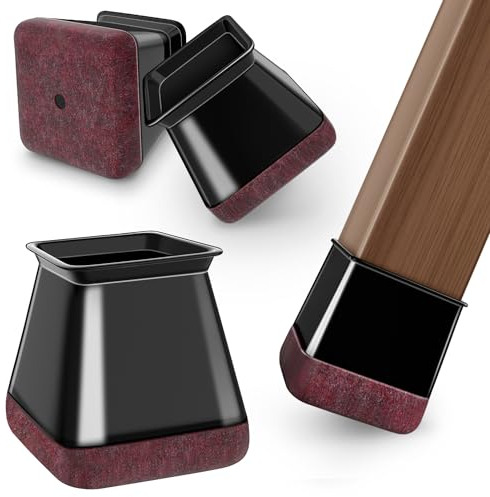 24pcs Carré Protection Pied de Chaise Noir, Ebouts de Pieds de Chaise, protecteurs de Sol en Silicone, Patins en Feutre pour chaises, Reduire Le Bruit éviter Les Rayures L (27.1-36mm)