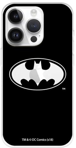 Schutzhülle kompatibel mit iPhone 15 Pro, offizielle DC Comics Batman Logo, transparent, flexibel, mit offizieller Lizenz von DC Comics