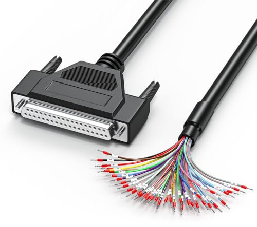 JUXINICE DB37 - Cable hembra a desnudo con marcador de cable de 3.3 pies, conector D-SUB de 37 pines a cable de un solo extremo con terminal, cable multinúcleo 37, todo incluido con terminales de