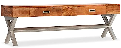 Youuihom TV-Ständer aus Holz, Moderne TV-Schränke mit Stauraum, TV-Schrank mit Schubladen Massiv Akazie Palisander-Finish 140cm Geeignet für Wohnzimmer, Unterhaltungsraum, Schlafzimmer, Hotel