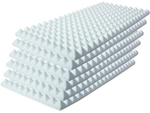 MUSIC STORE Pyramis Absorber 50mm 6 Stück Weiß Akustik Absorber Set REC181
