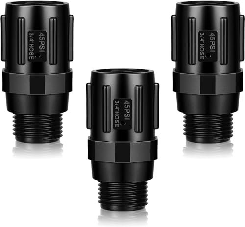 3 regolatori di pressione per irrigazione a goccia, filettatura femmina da 3/4 x filettatura maschio da 3/4 per sistema di irrigazione a goccia, riduttore di pressione a basso flusso (45 PSI)