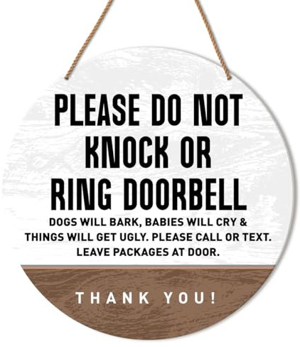 HSNBT Please Do Not Knock or Ring Doorbell Sign, Do Not Disturb Sign for Gate Fence Yard Dog Barking Door Sign, Baby Sleeping Sign for Home Front Door, Gift for New Mom Parents