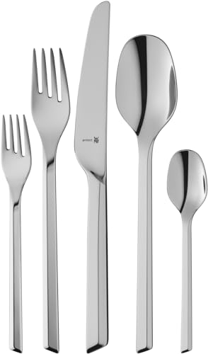WMF Kineo Besteck Set 6 Personen, Essbesteck Set 30 teilig, Monobloc-Messer, Cromargan protect poliert, Edelstahl, kratzbeständig, Silberbesteck, spülmaschinenfest